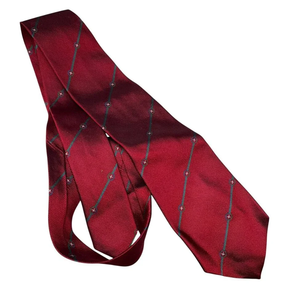 Gucci for citibank Italy red green blue cross stripe 100% silk Italian mens TIE